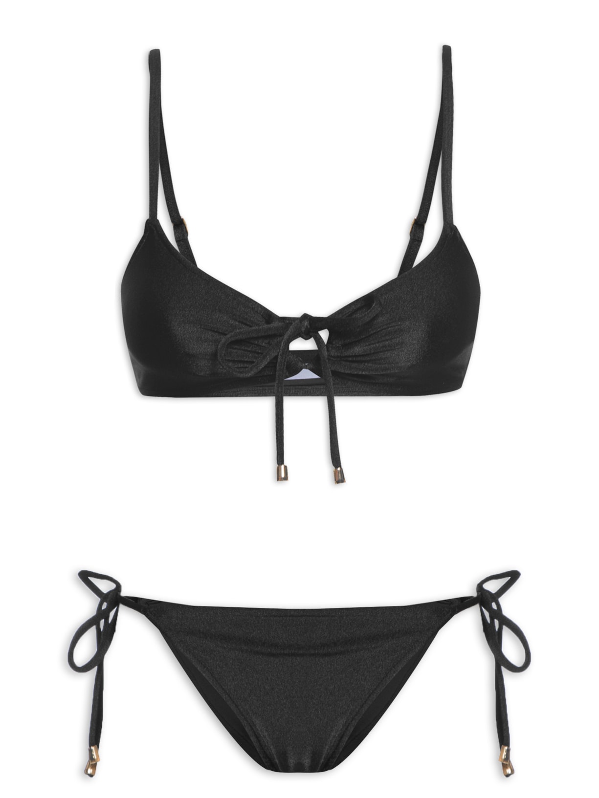 Biquíni Com Amarração Centro E Lateral - Preto