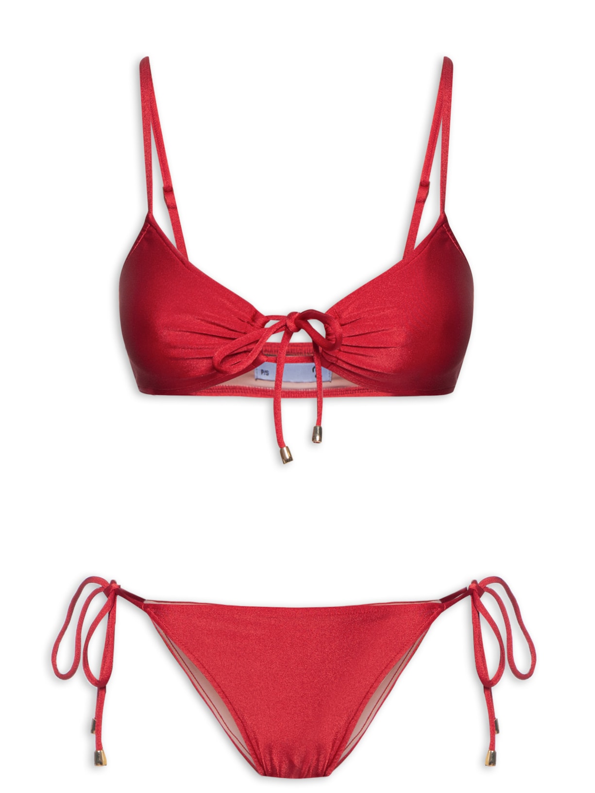 Biquíni Com Amarração Centro E Lateral - Vermelho