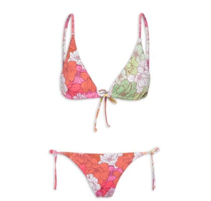 Biquini Conjunto Cortininha Estampado - Rosa