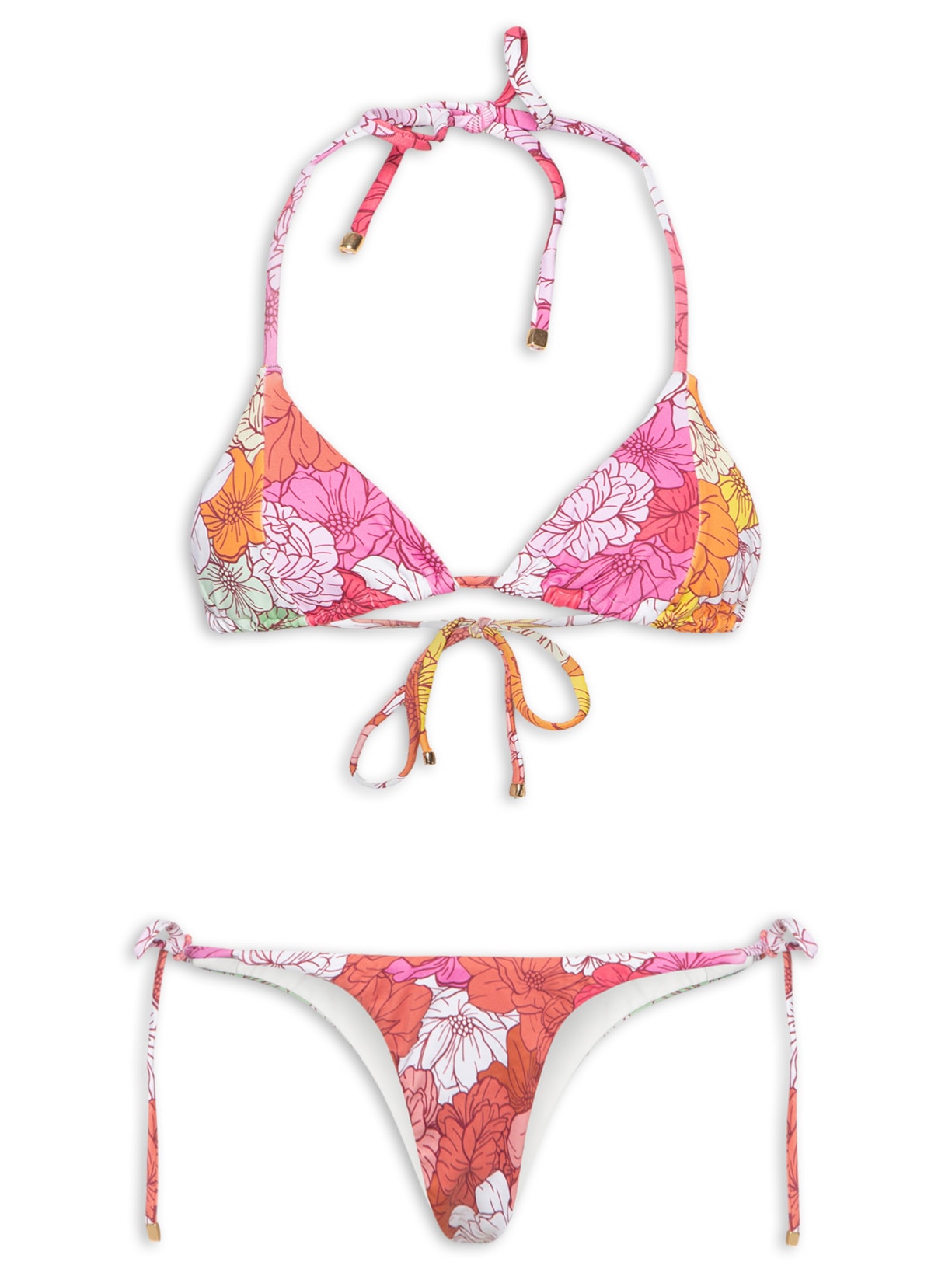 Bíquini Conjunto Cortininha Floral - Rosa