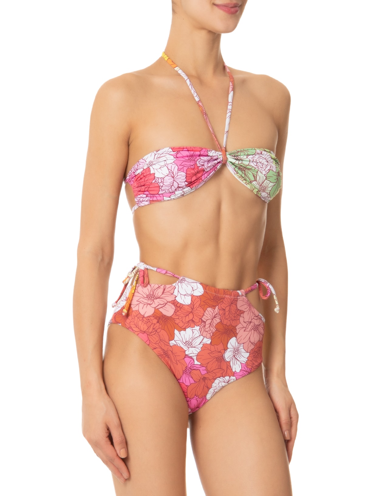 Biquini Conjunto Top Amarrações E Hot Pants Rosa '2Essential