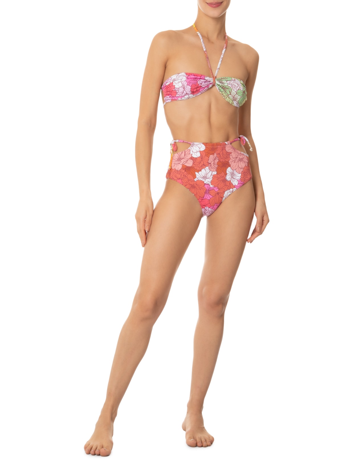 Biquini Conjunto Top Amarrações E Hot Pants Rosa '2Essential