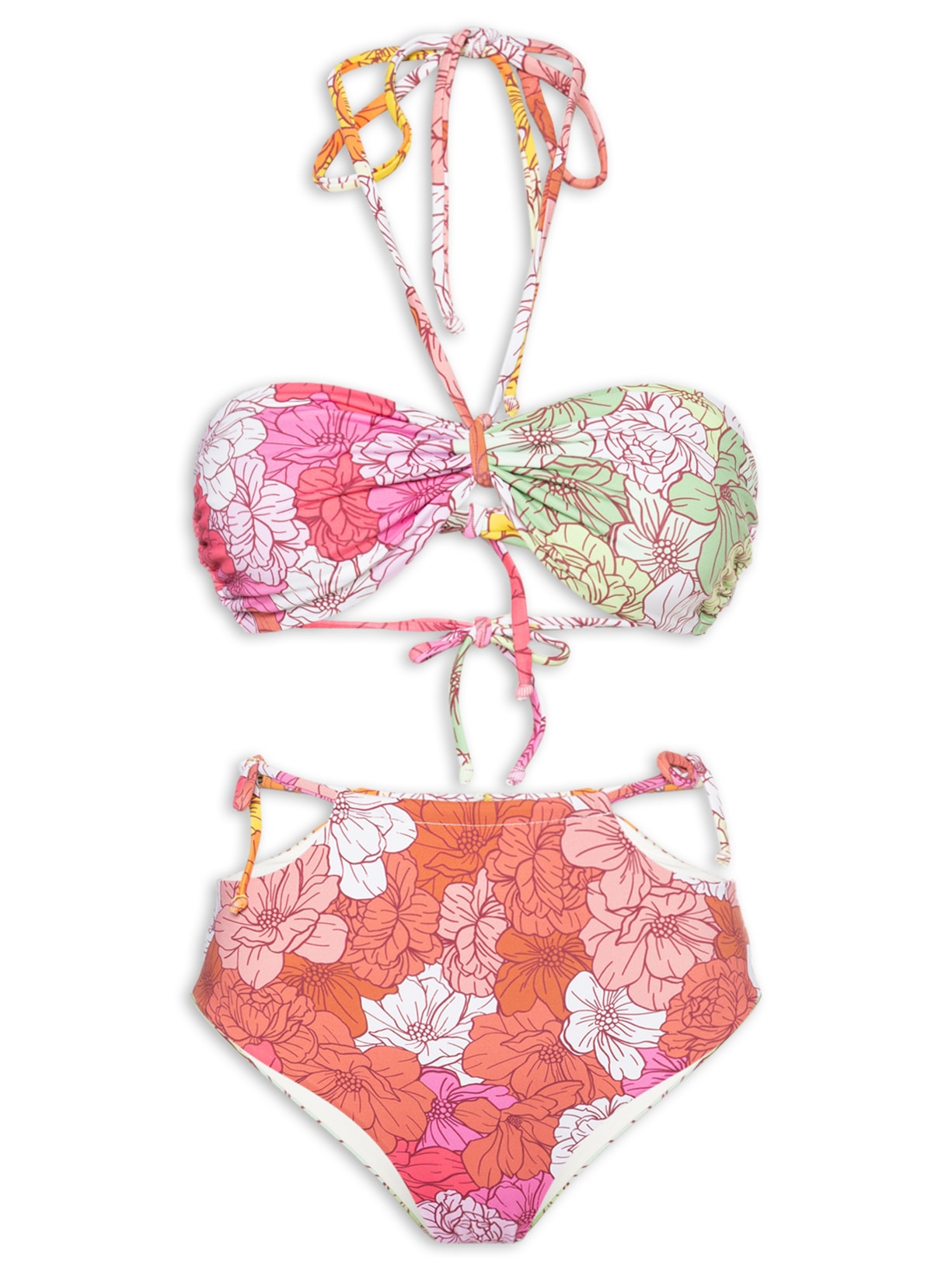 Biquini Conjunto Top Amarrações E Hot Pants Rosa '2Essential