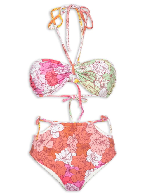 Biquini Conjunto Top Amarrações E Hot Pants - Rosa