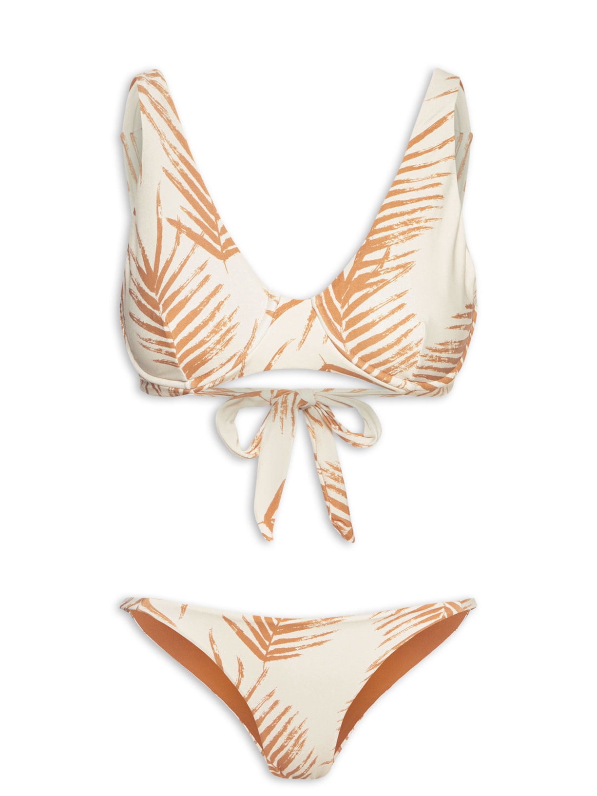 Bíquini Conjunto Top Aro e Calcinha Cava - Bege