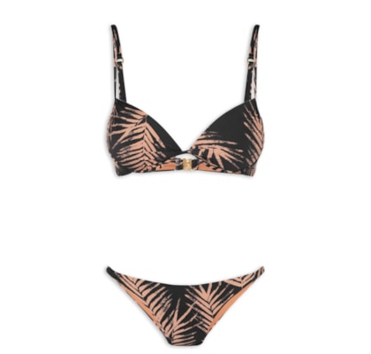 Biquíni Conjunto Top Aro e Calcinha Cavada - Preto