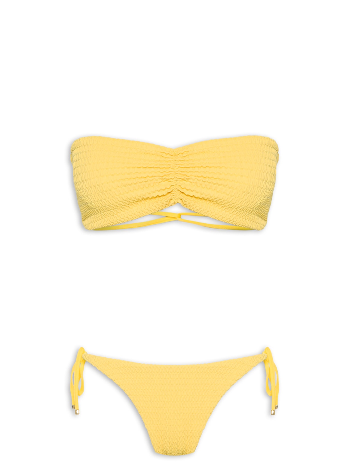 Biquíni Conjunto Top Bandeau e Calcinha Fixa - Amarelo