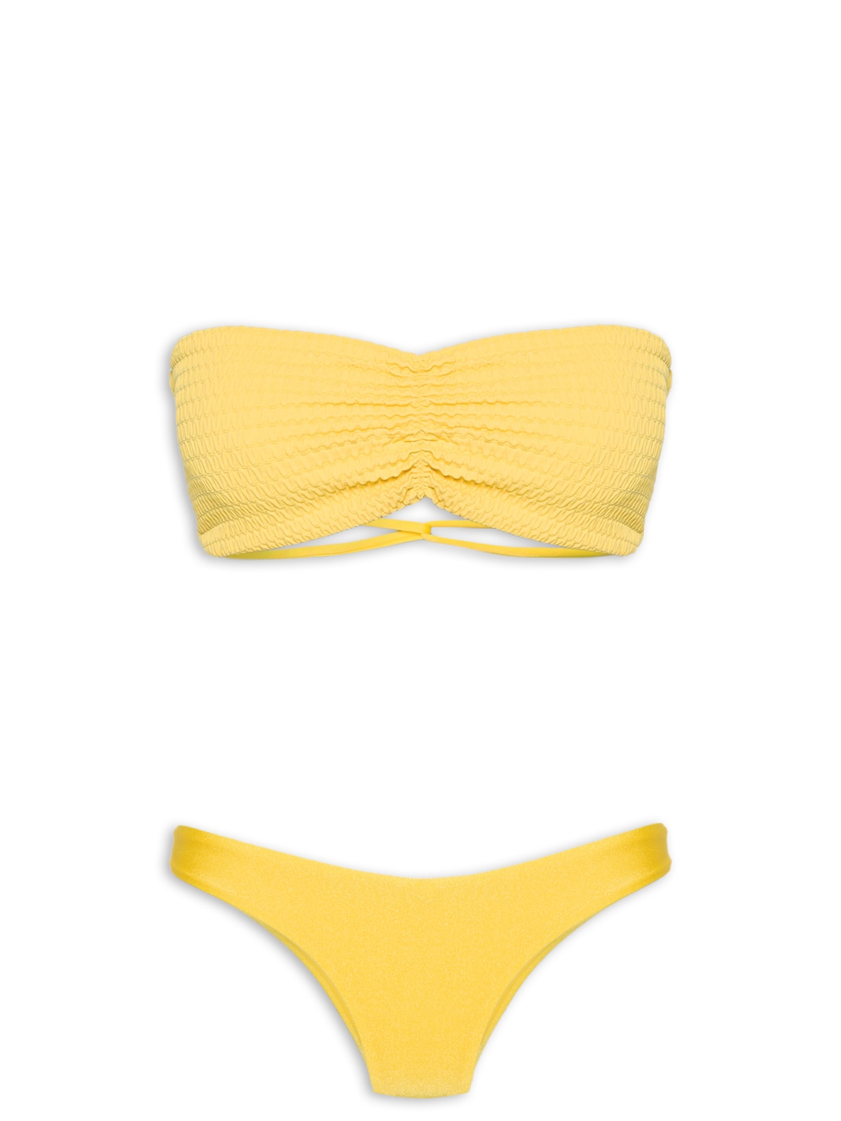 Biquíni Conjunto Top Bandeau e Calcinha Fixa - Amarelo