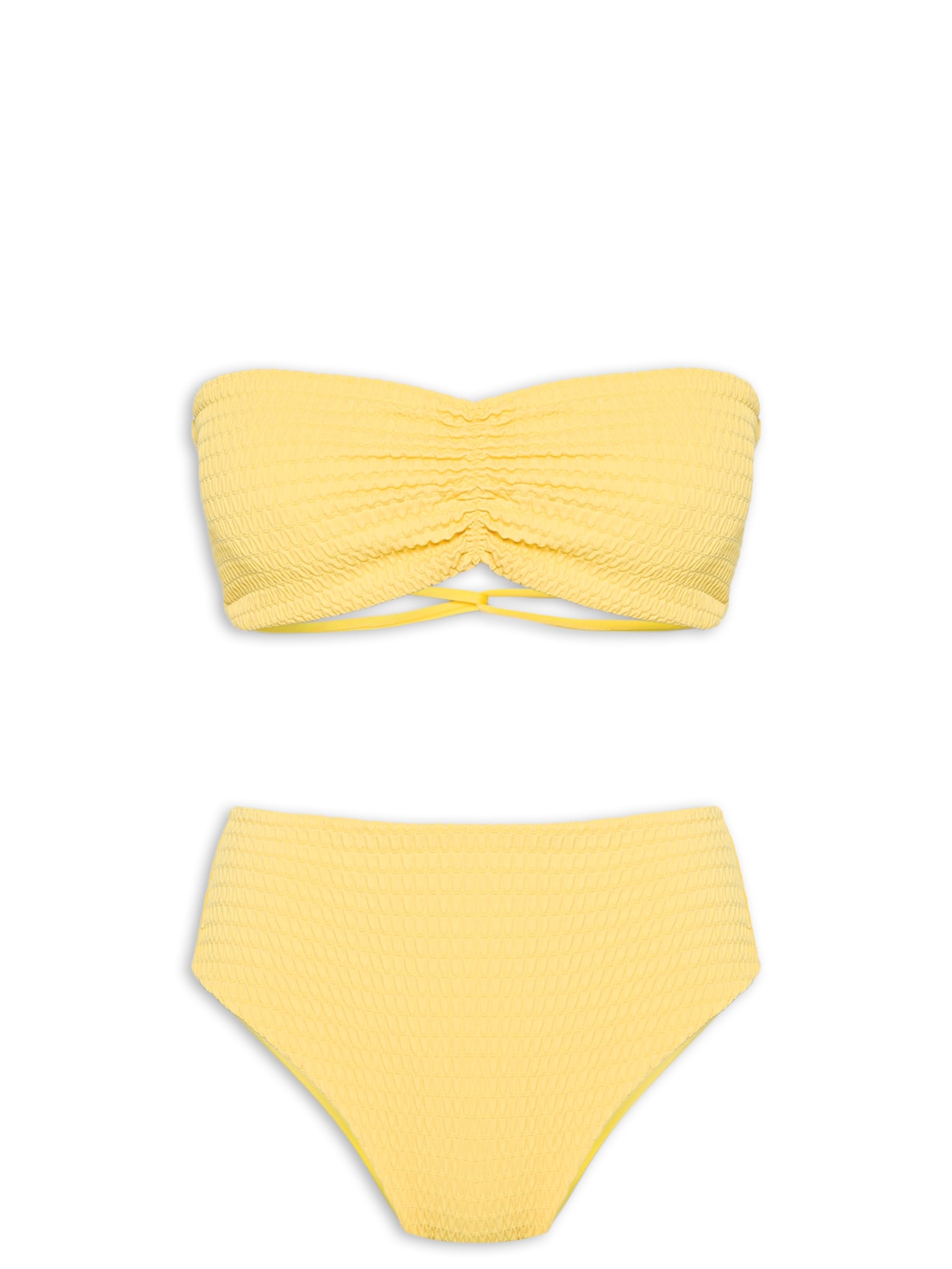 Biquíni Conjunto Top Bandeau e Calcinha Hot Pants - Amarelo