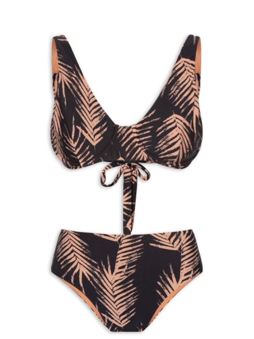 Biquíni Conjunto Top Meia Taça E Calcinha Hot Pants - Preto