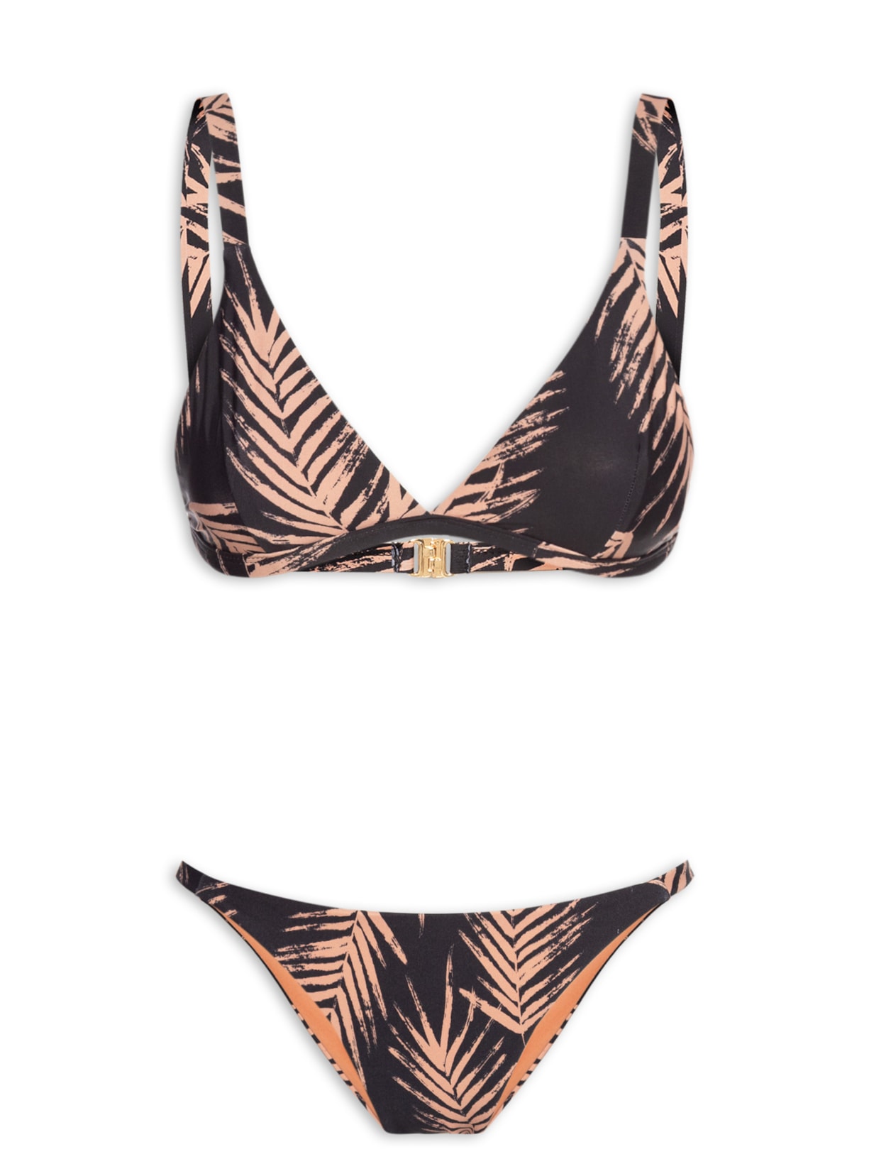 Biquini Conjunto Top Triângulo E Calcinha Fixa - Preto