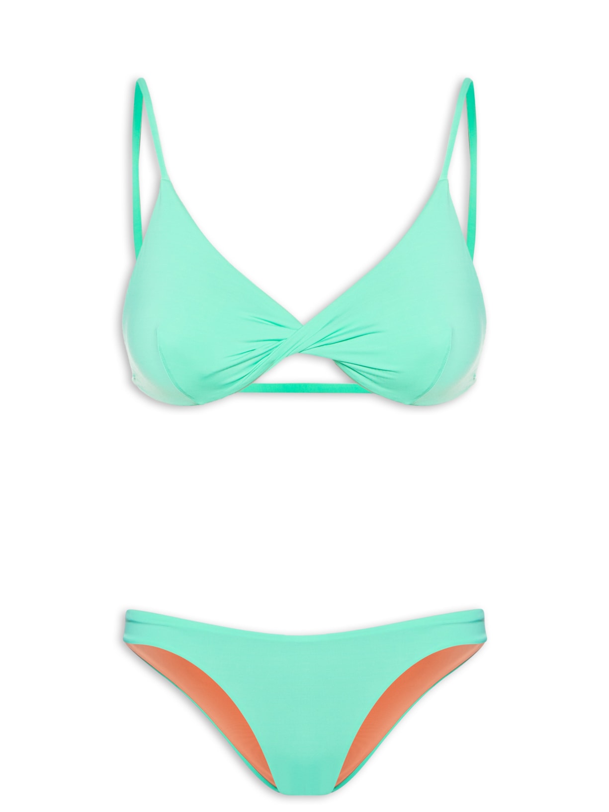 Biquíni Conjunto Triângulo com Detalhe Torcido e Calcinha Fixa - Azul