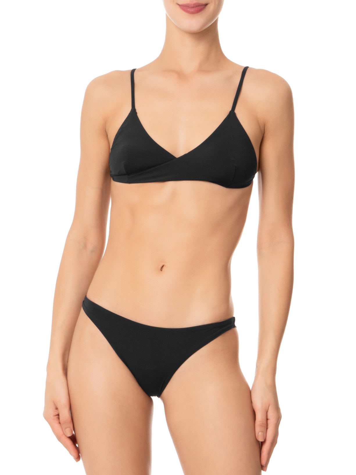 Biquíni Conjunto Triângulo com Detalhe Torcido e Calcinha Fixa Preto '2Essential
