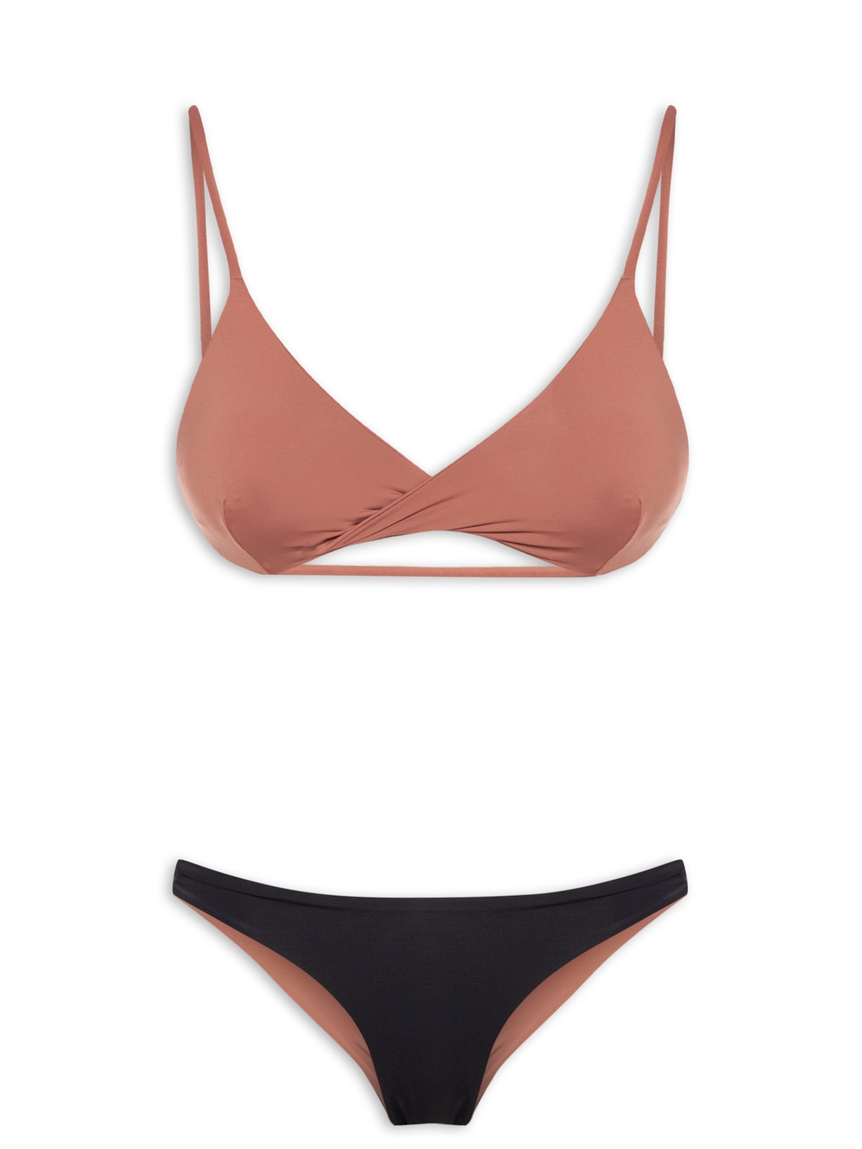 Biquini Conjunto Triângulo Com Detalhe Torcido E Calcinha Fixa - Rosa