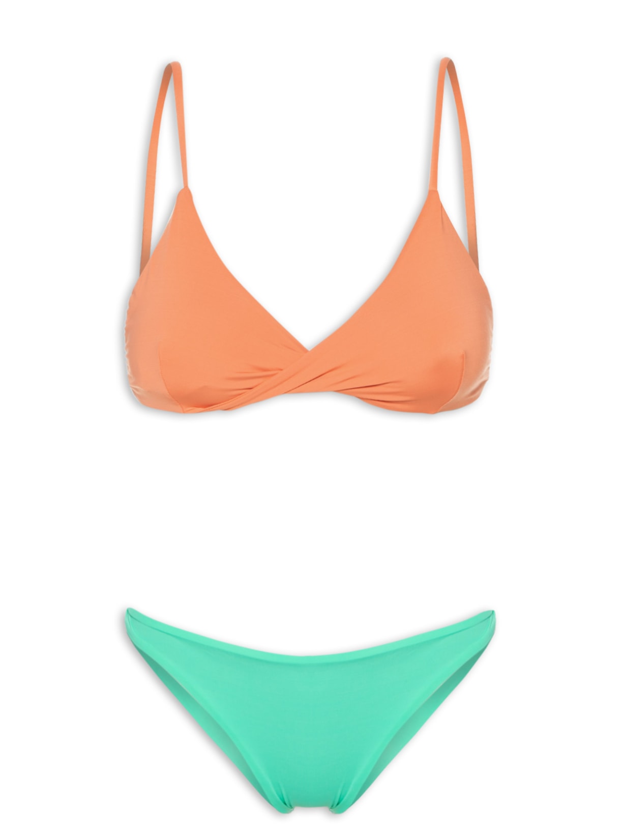 Biquíni Conjunto Triangulo Com Detalhe Torcido E Calcinha Fixa - Rosa