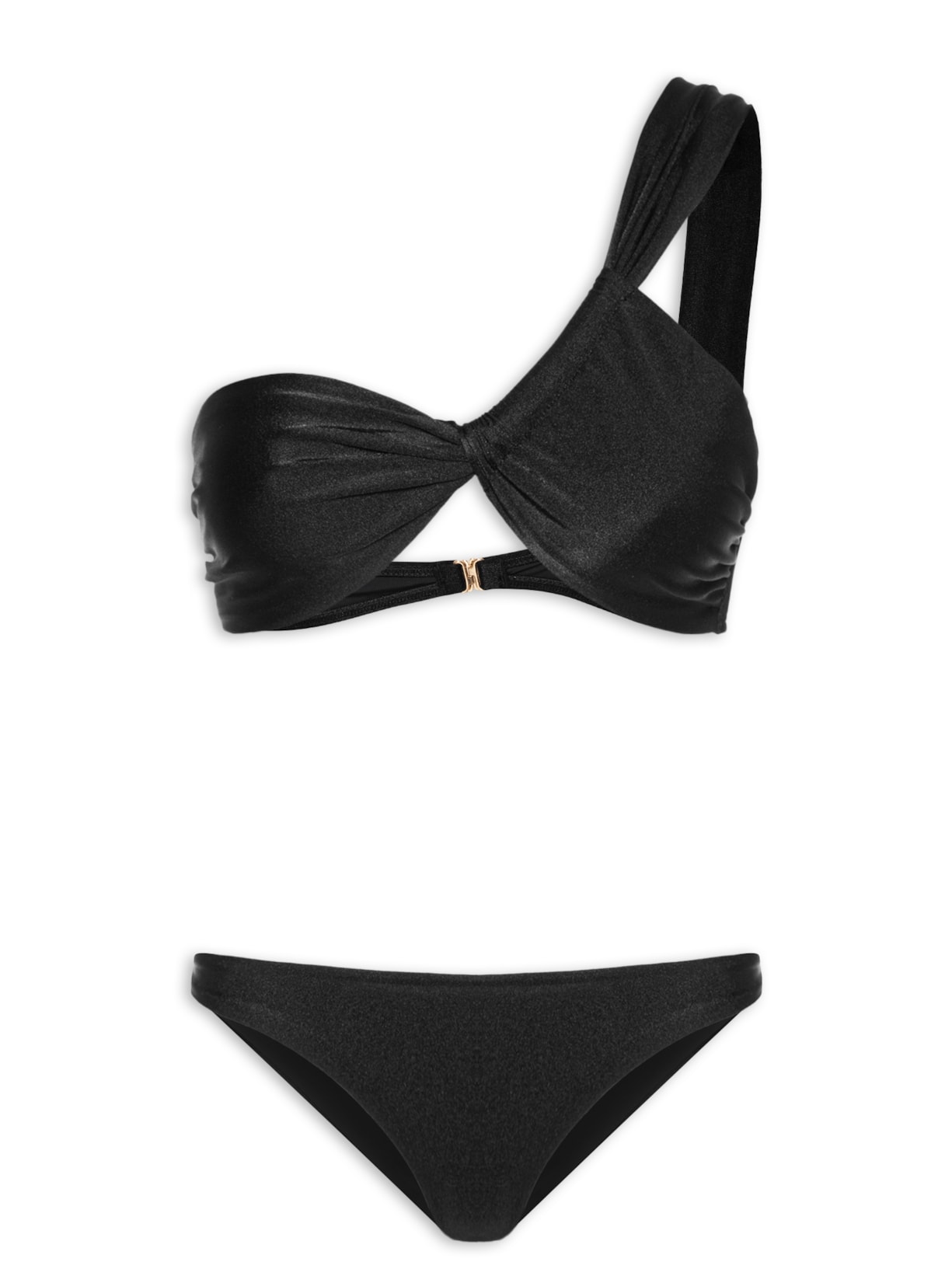 Biquíni Conjunto Um Ombro Só E Calcinha - Preto