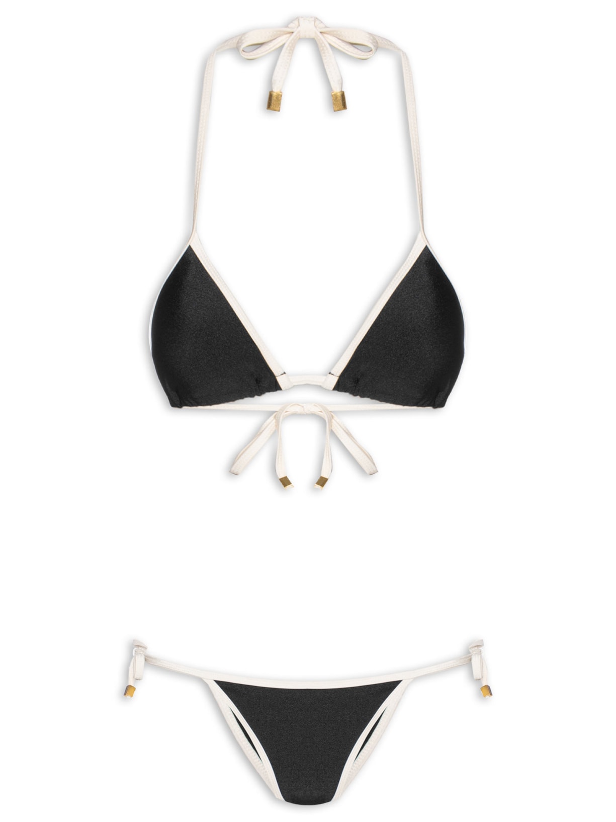 Biquíni Cortininha Bicolor Preto Mktbeach