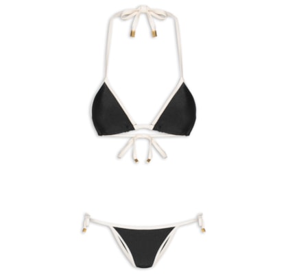Biquíni Cortininha Bicolor - Preto