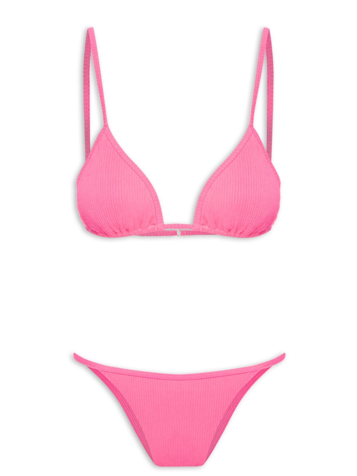 Biquíni Cortininha Canelado - Rosa