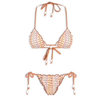 Biquíni Cortininha Colorido - Bege