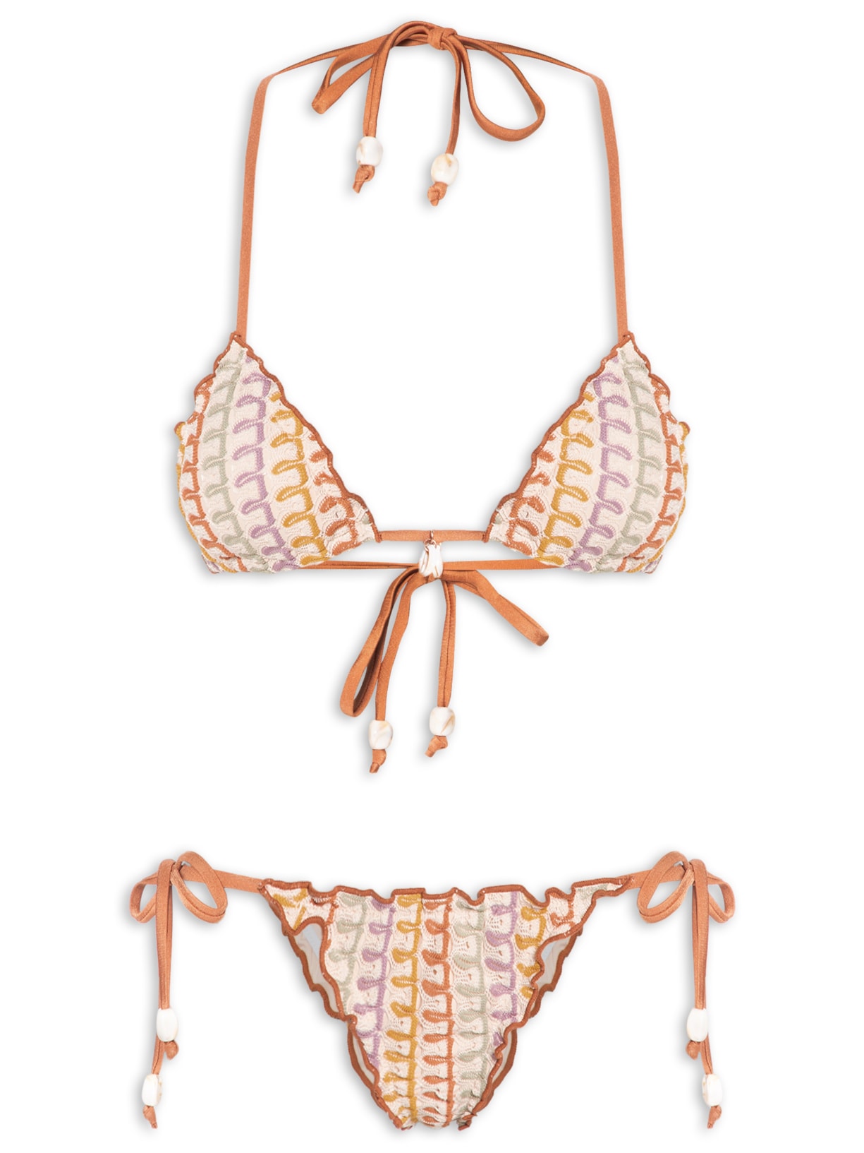 Biquíni Cortininha Colorido - Bege