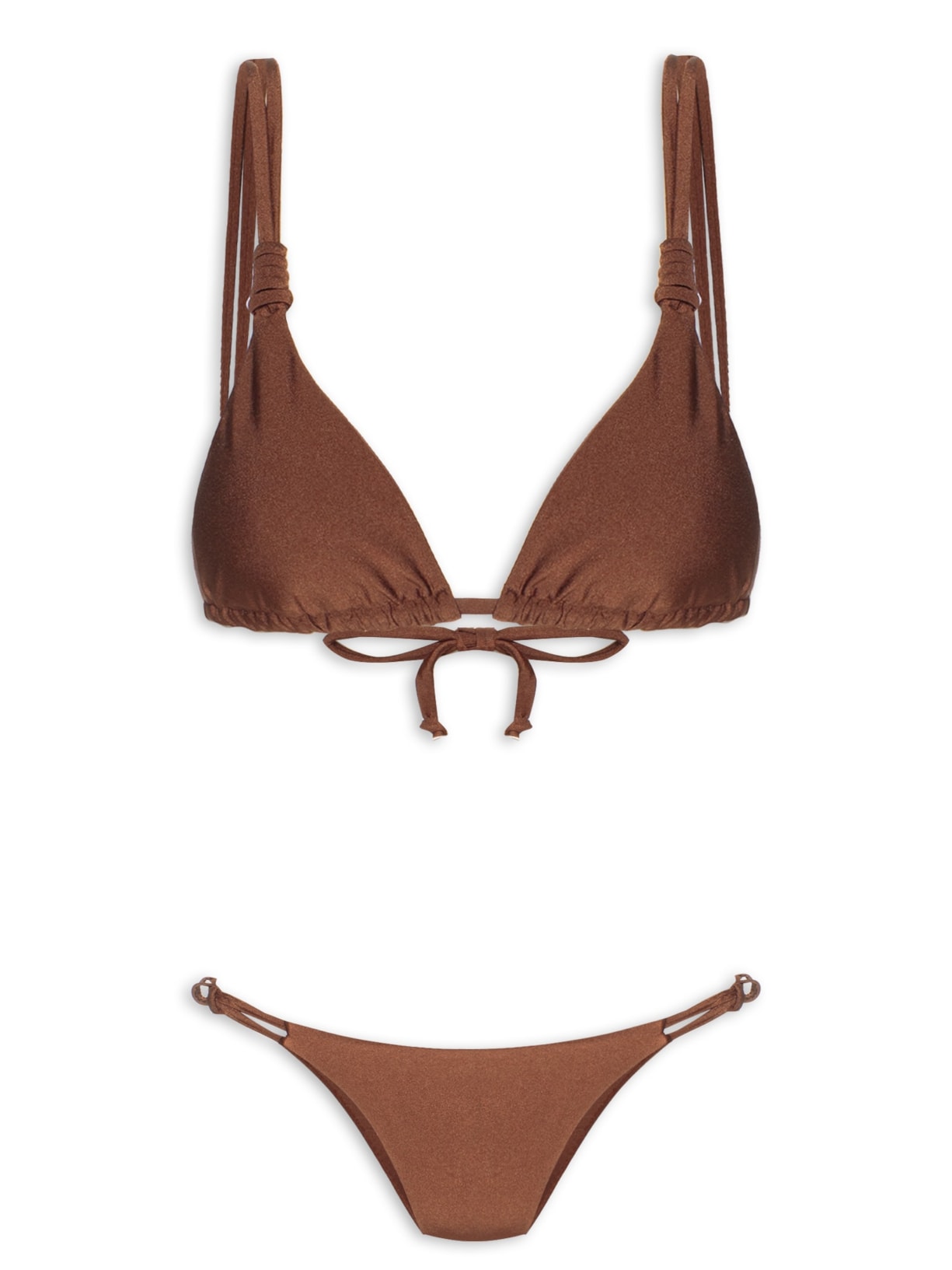 Biquíni Cortininha Com Alça Dupla Marrom Mktbeach