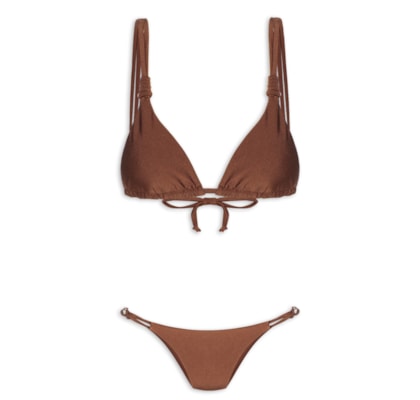 Biquíni Cortininha Com Alça Dupla - Marrom