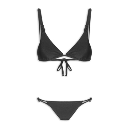 Biquíni Cortininha Com Alça Dupla - Preto