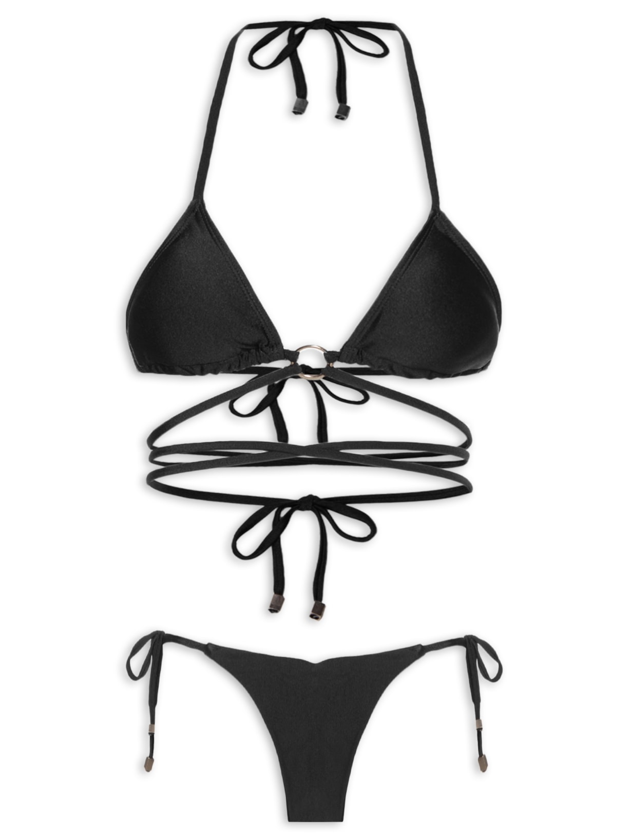 Biquíni Cortininha Com Amarração - Preto