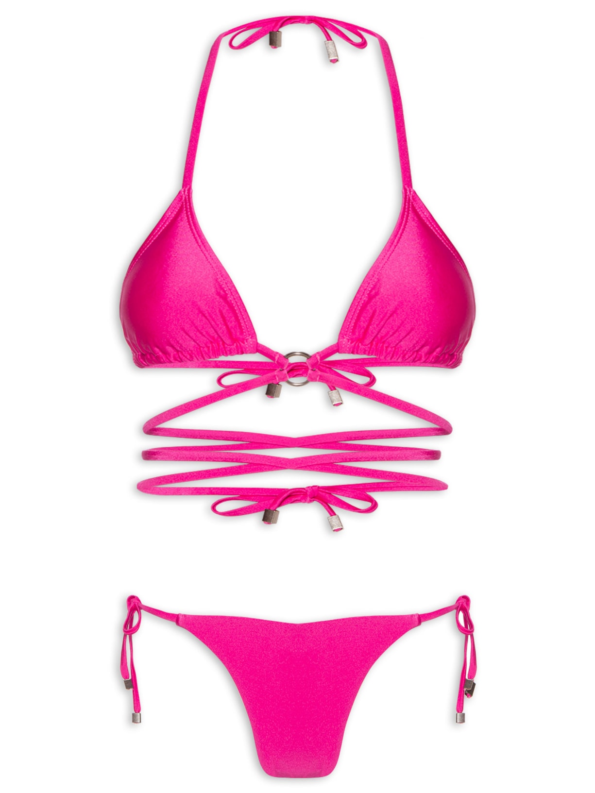 Biquíni Cortininha Com Amarração - Rosa
