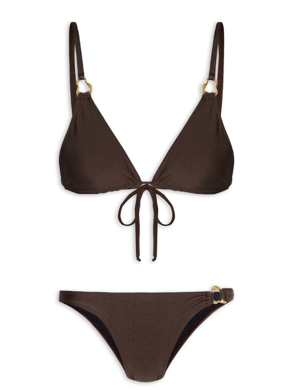 Biquini Cortininha Com Calcinha - Marrom