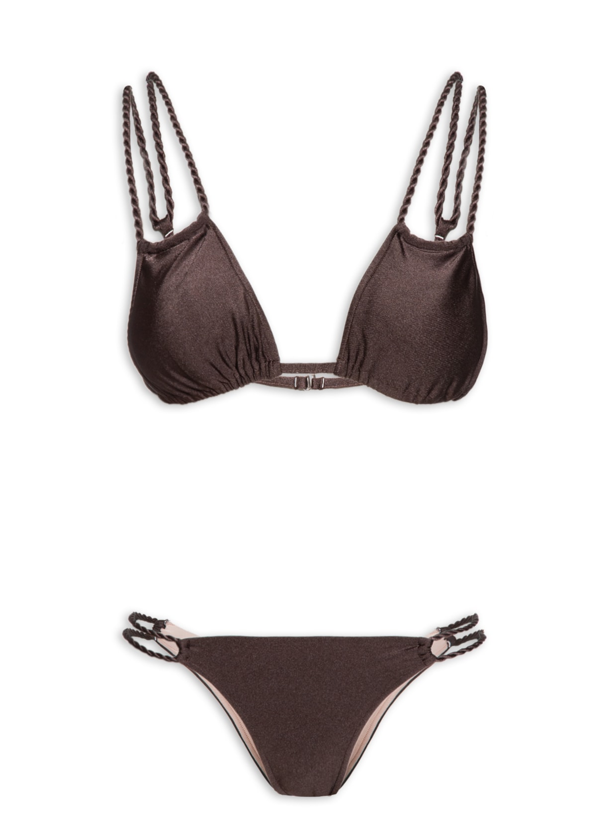 Biquíni Cortininha Detalhe Corda - Marrom