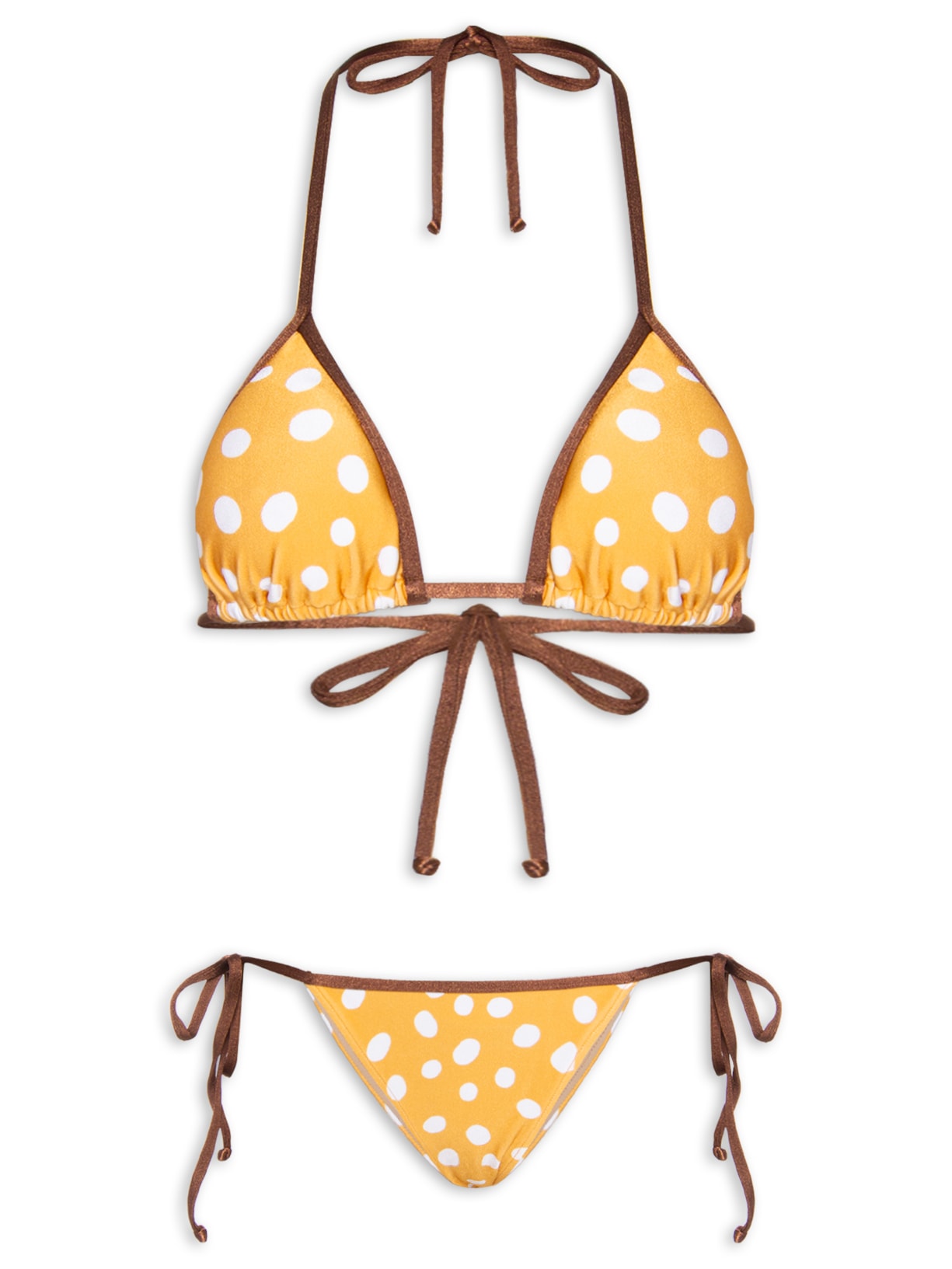 Biquíni Cortininha Double Face Yellow Pois Amarelo Adriana Degreas