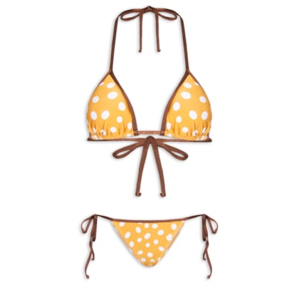 Biquíni Cortininha Double Face Yellow Pois - Amarelo