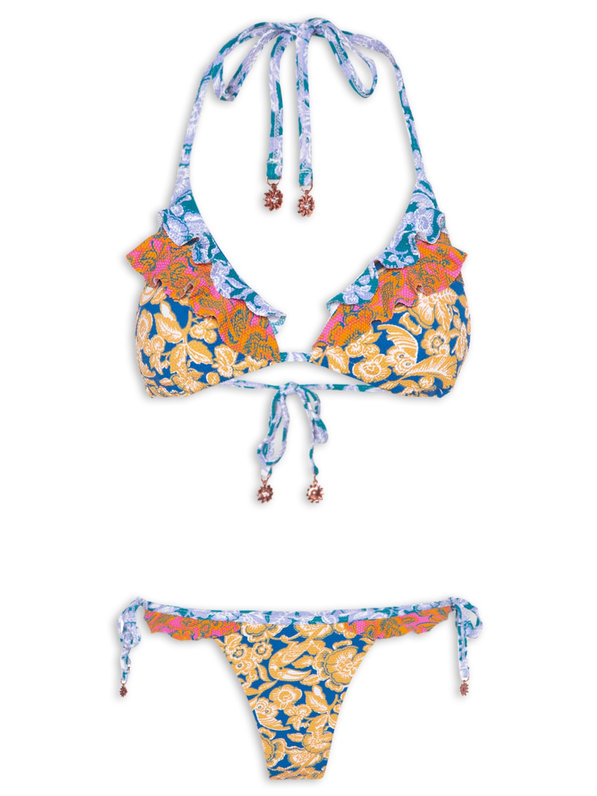 Biquíni Cortininha Estampado - Amarelo