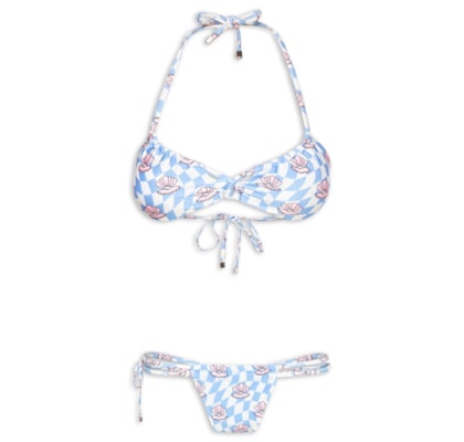 Biquíni Cortininha Estampado - Azul