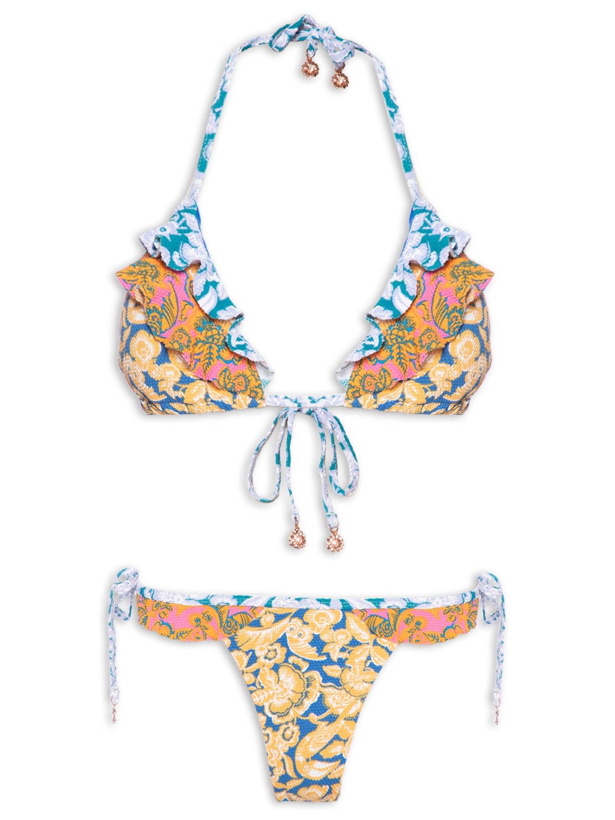 Biquini Cortininha Estampado - Azul