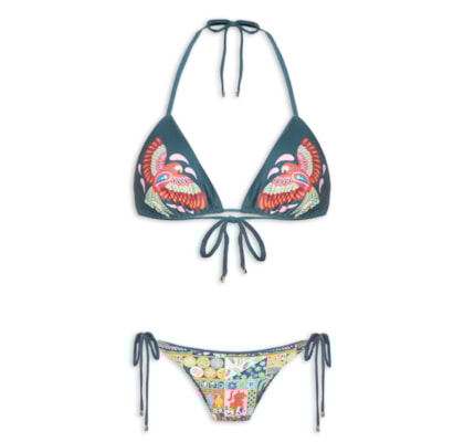 Biquíni Cortininha Estampado - Azul