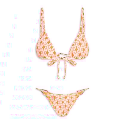 Biquíni Cortininha Estampado - Laranja