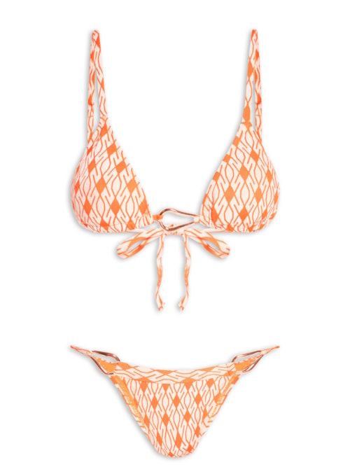 Biquíni Cortininha Estampado - Laranja