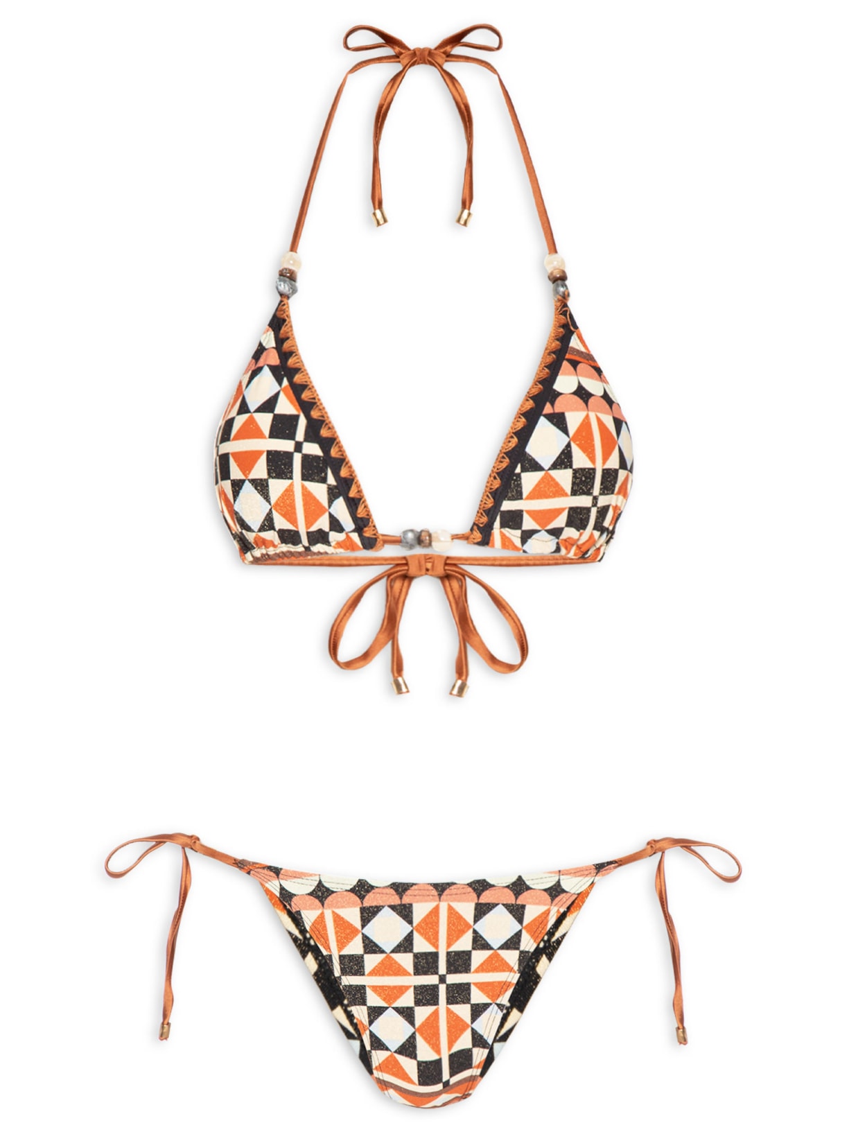 Biquíni Cortininha Estampado Preto Mktbeach