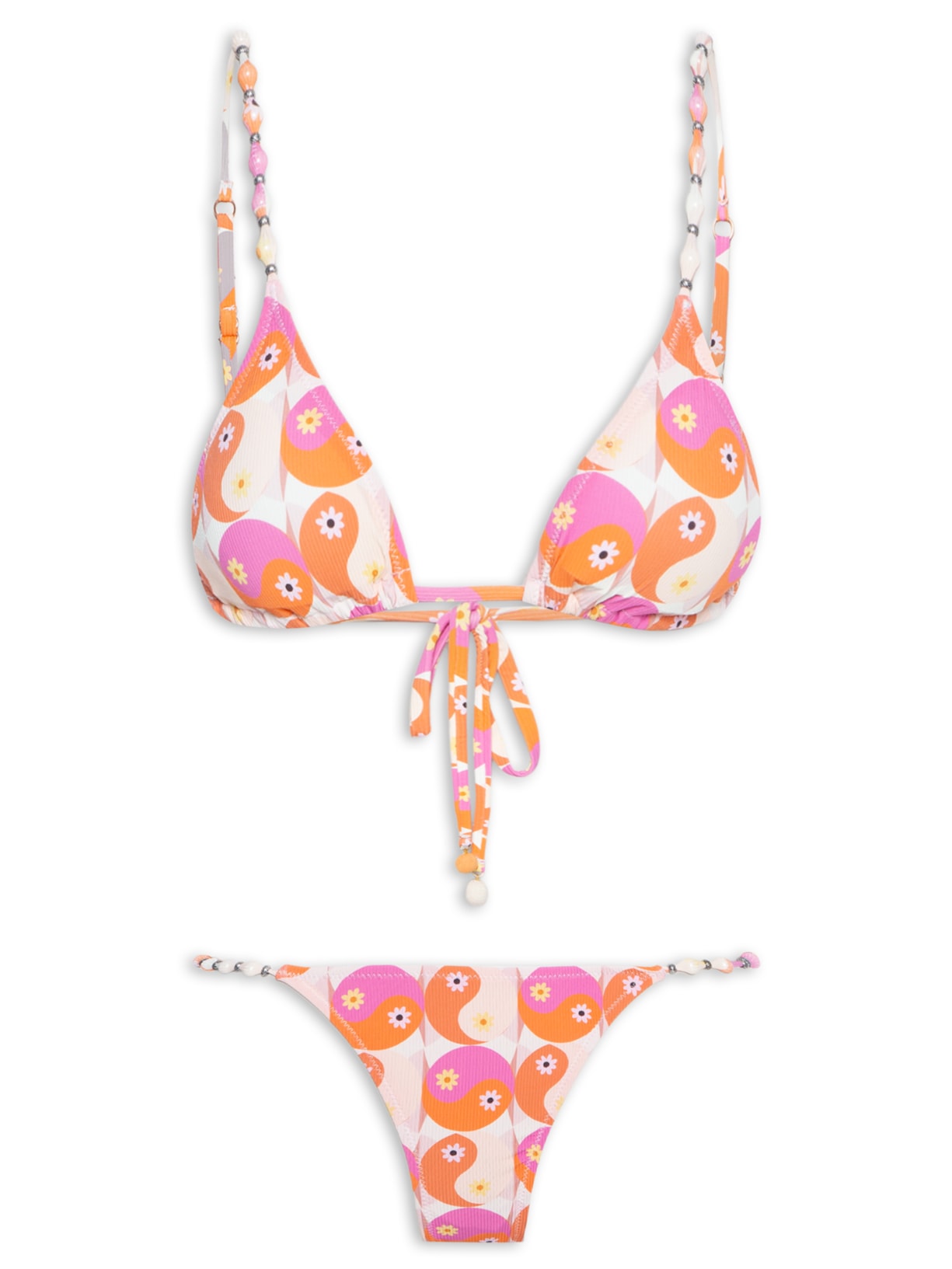Biquíni Cortininha Estampado - Rosa