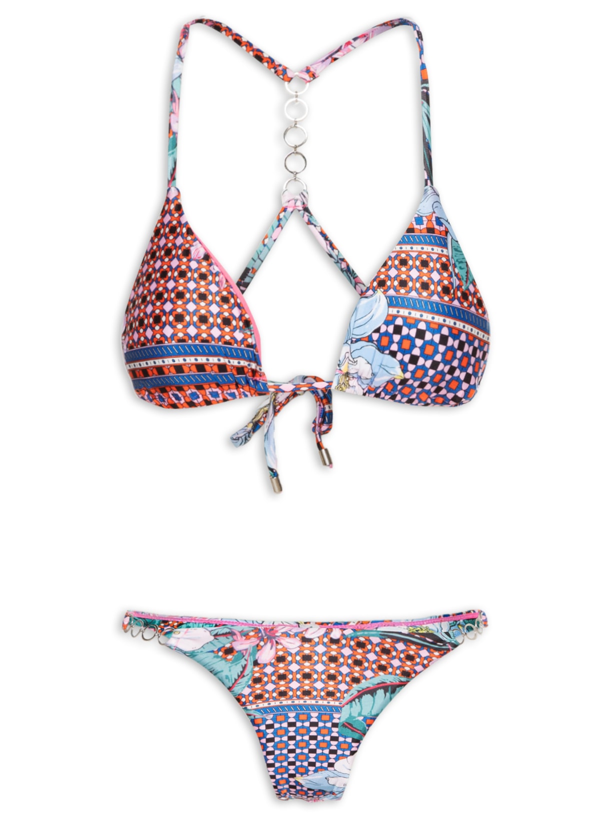 Biquini Cortininha Estampado - Rosa