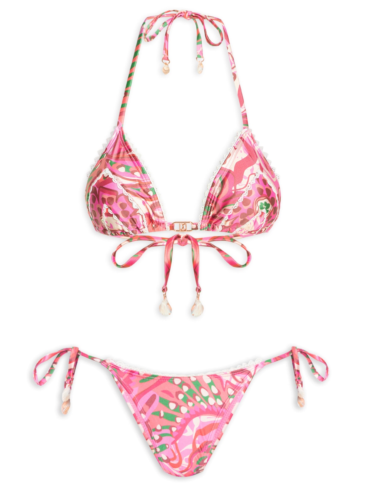 Biquíni Cortininha Estampado - Rosa