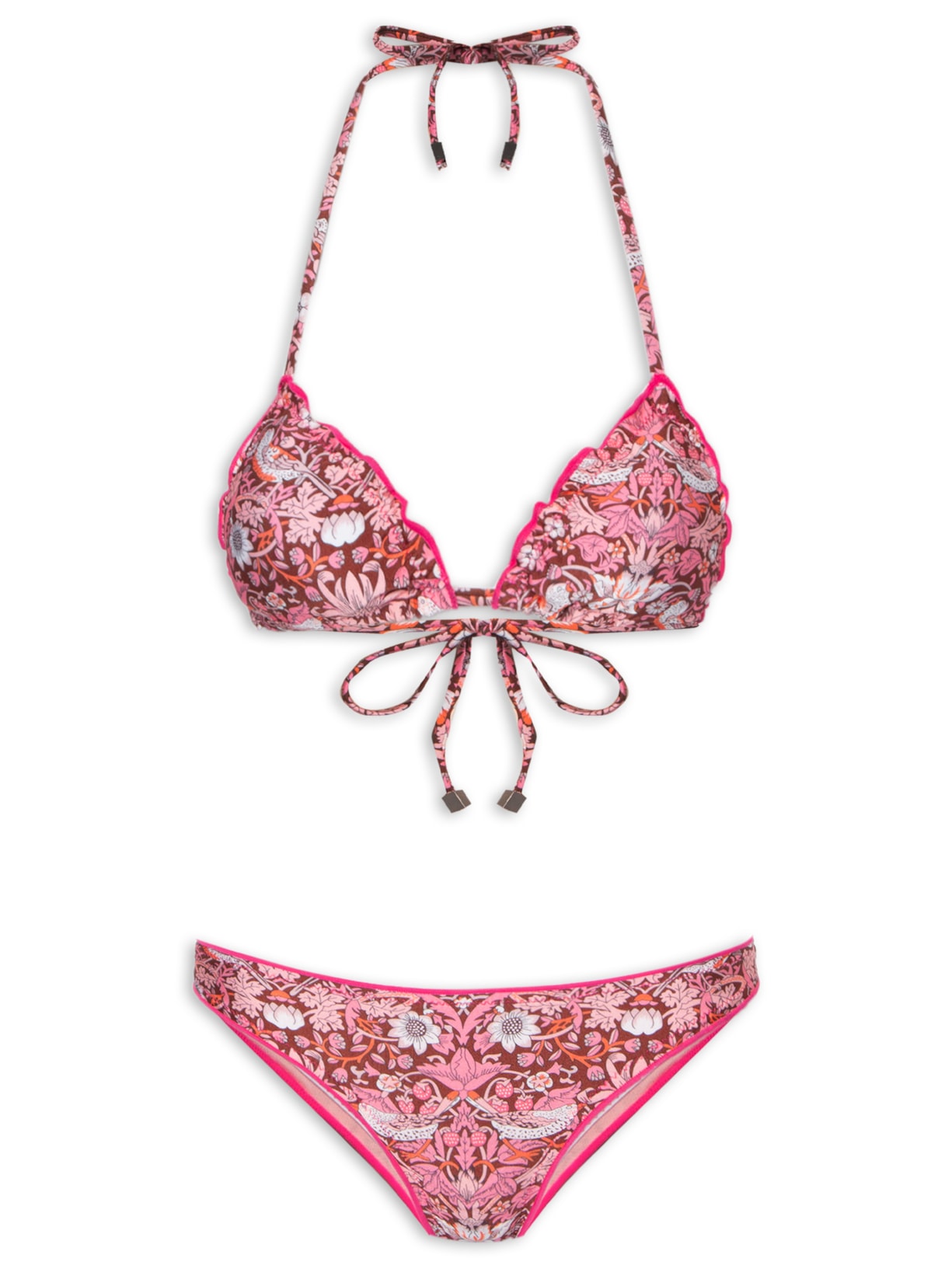 Biquíni Cortininha Estampado - Rosa