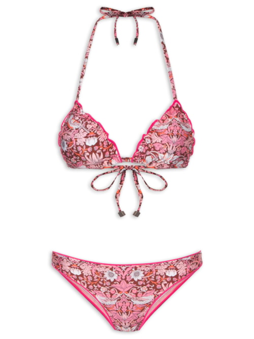 Biquíni Cortininha Estampado - Rosa