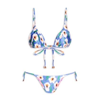 Biquíni Cortininha Feminino Estampado - Azul