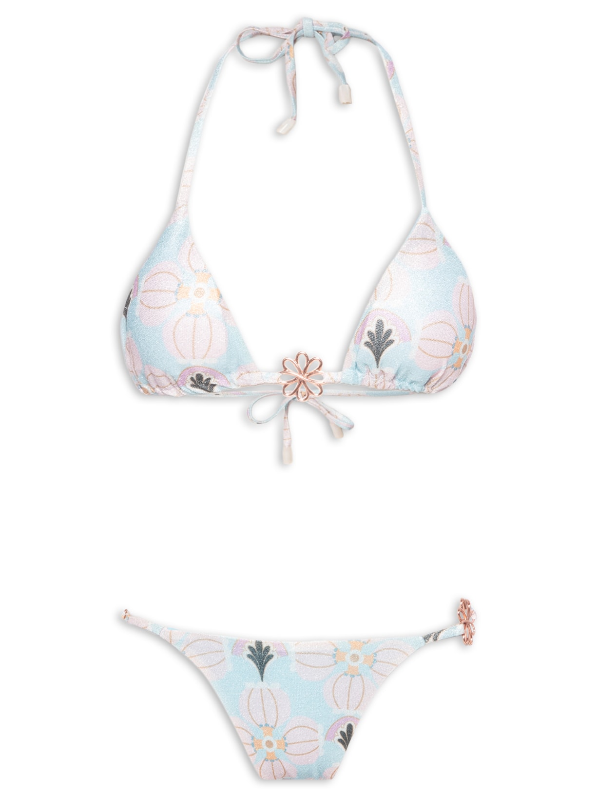 Biquíni Cortininha Floral - Azul