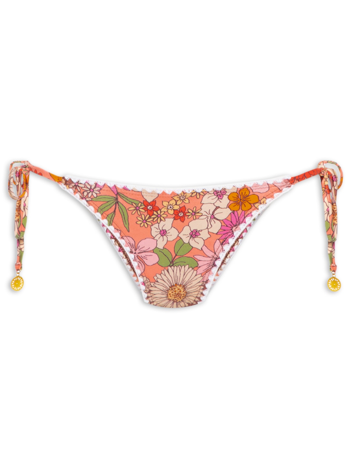Biquini Cortininha Floral Laranja Mktbeach