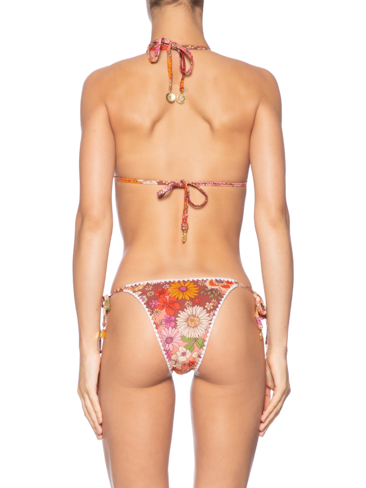 Biquini Cortininha Floral Laranja Mktbeach